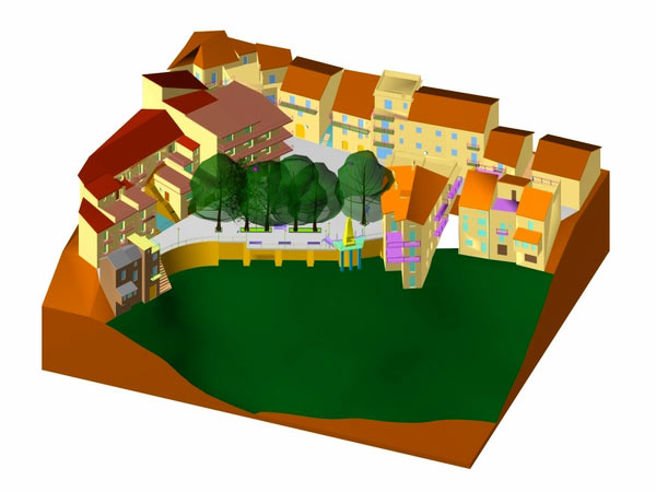Vista assonometrica dell'area oggetto dell'intervento