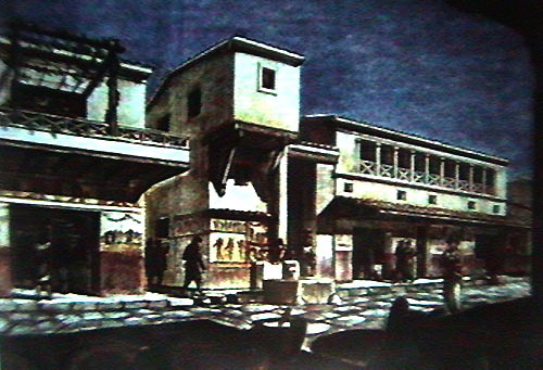 Ricostruzione di come poteva apparire una abitazione a due livelli della città di Pompei (da Guida agli scavi di Pompei)
