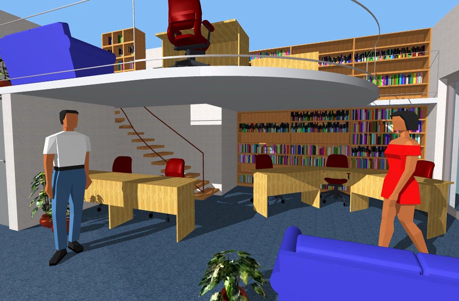 L'interno della Agenzia Viaggi in un rendering di studio