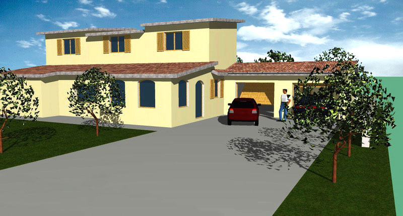 Rendering di studio della nuova autorimessa di Villa Morelli