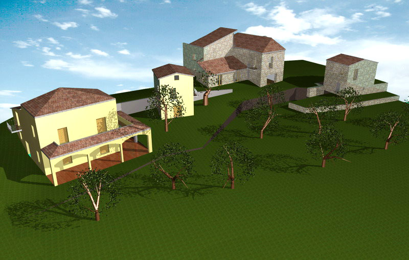 Veduta del complesso delle vecchie residenze da recuperare come agriturismo