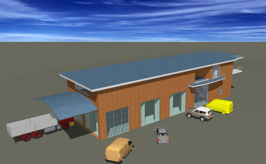 Rendering del gommista con annessa residenza