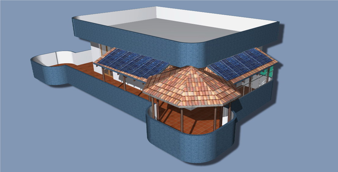 La veranda con la copertura fotovoltaica